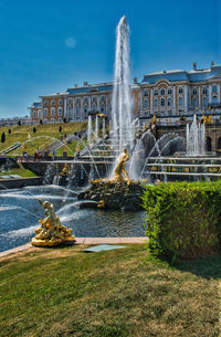 Fountain in front of building