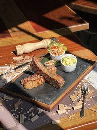 Close-up of food on table