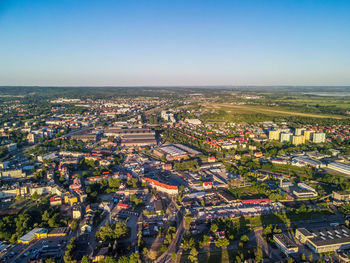 High angle view of townscape against sky