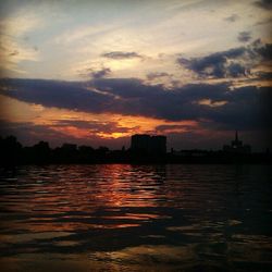 Scenic view of sea at sunset