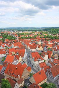 High angle view of townscape against sky