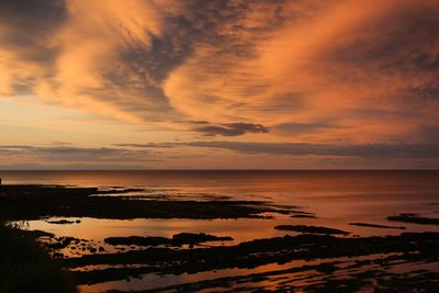 Scenic view of sea against cloudy sky