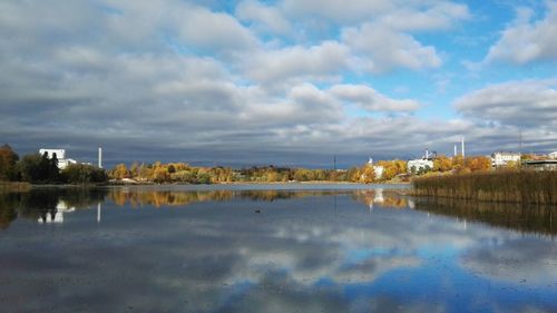 Scenic view of lake against sky