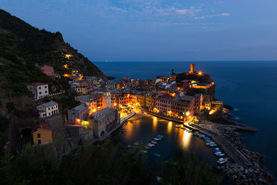 View of cityscape at dusk