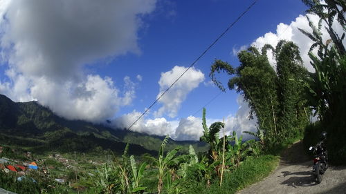 View of landscape against cloudy sky