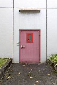 Closed door of building