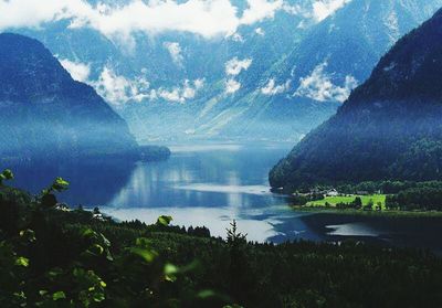 Scenic view of lake and mountains