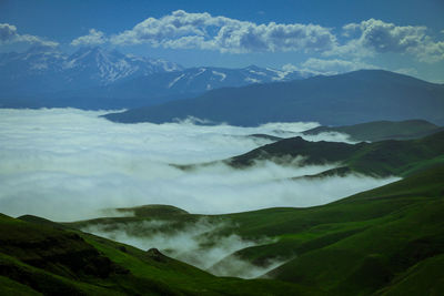 Scenic view of mountains against sky