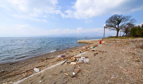 Scenic view of beach against sky