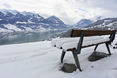 Snow covered mountain against sky