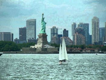 Boat sailing on river