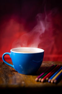 Close-up of tea cup on table