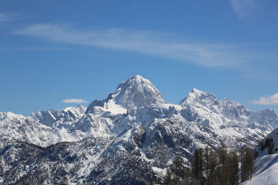 Snowcapped mountains against sky