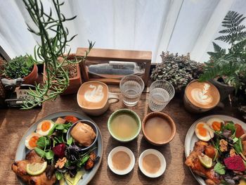 High angle view of food on table