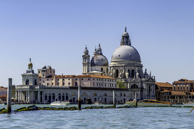 View of buildings against clear sky