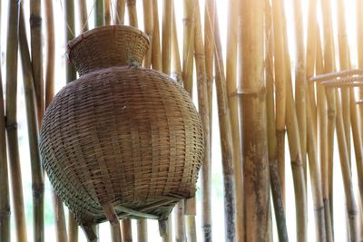 Close-up of wicker basket