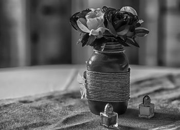 Close-up of flower on table