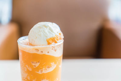 Close-up of ice cream in glass