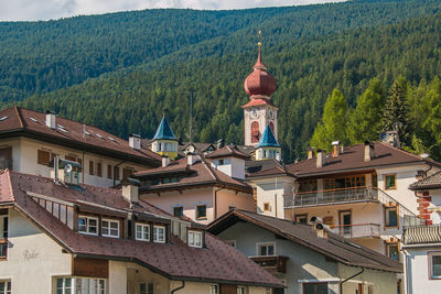 View of historic center of ortisei in val gardena, italy