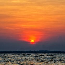 Scenic view of sea at sunset