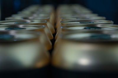 Close-up of wine glasses on table