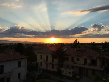 Buildings at sunset