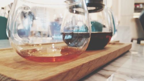 Close-up of drink in glass on table