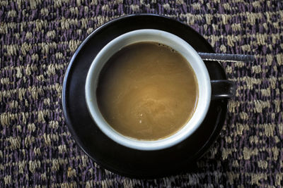 High angle view of coffee on table