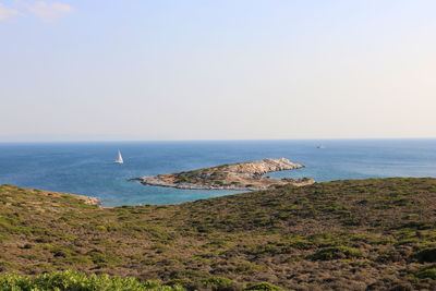 Scenic view of sea against clear sky