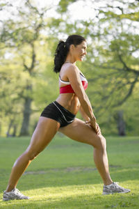 Woman exercising in park