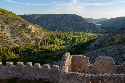 Garden valley bellow ruined castle