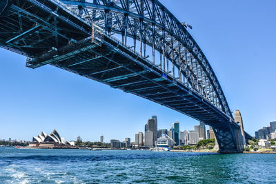 Low angle view of city at waterfront