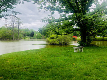 Scenic view of lake against sky