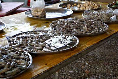 High angle view of food on table