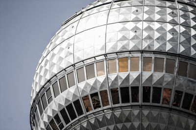 Low angle view of spiral staircase against sky