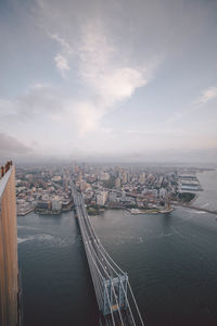 High angle view of bridge over river against sky