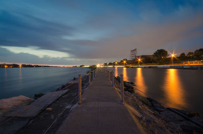 View of jetty at sunset