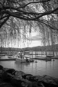 Scenic view of lake against cloudy sky