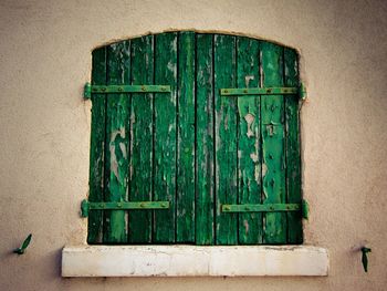 Close-up of green door