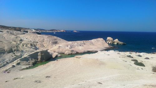 Scenic view of sea against clear sky