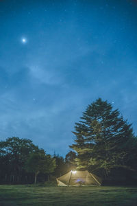 Scenic view of field against sky at night