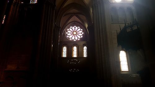 Low angle view of window in temple