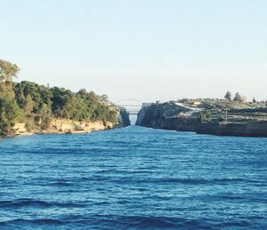 Scenic view of sea against clear sky