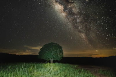 Scenic view of field against sky at night