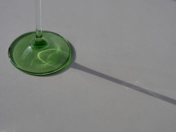 High angle view of drinking glass on table