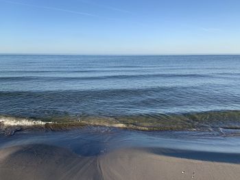 Scenic view of sea against clear sky