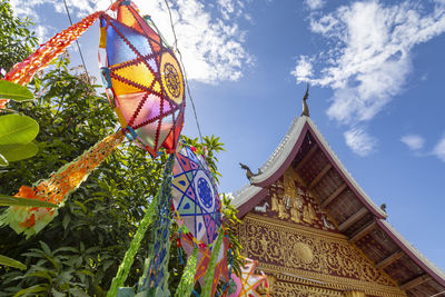 Low angle view of traditional building against sky