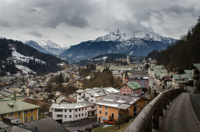 High angle view of townscape against sky