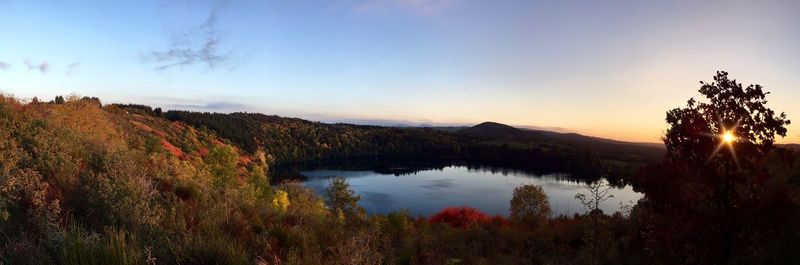 Scenic view of landscape against sky during sunset