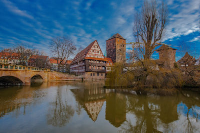 Reflection of buildings in water